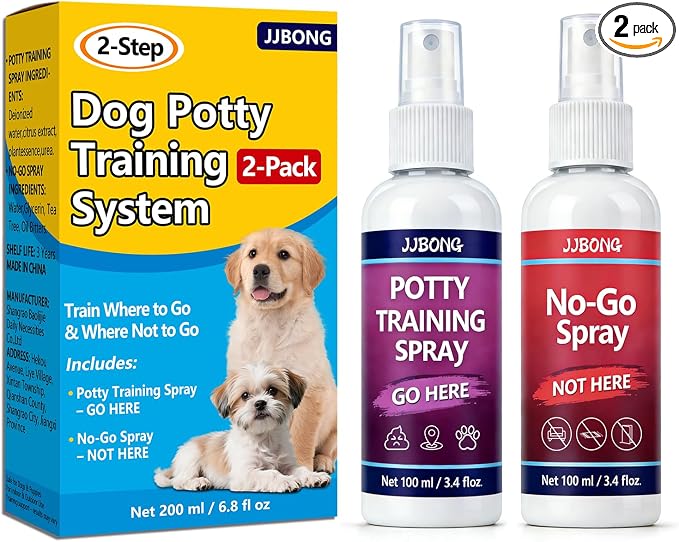 Potty Training Spray for Dogs, 2-Step Puppy Pee Training Spray Set, Go Here Attractant & Not Here Deterrent Spray, Helps Guide Dogs to Pee Pads, Grass & Outdoor Potty Areas, Indoor Outdoor, 6.8 Fl Oz.