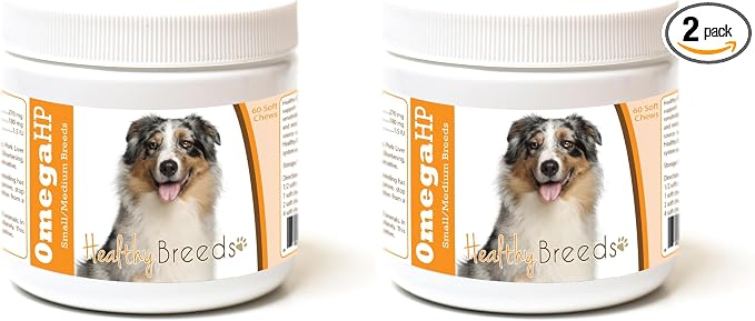 Australian Shepherd Omega HP Fatty Acid Skin and Coat Support Soft Chews 60 Count (Pack of 2)