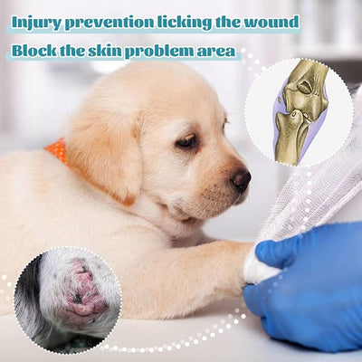 ROZKITCH Dog Leg Protector for Front Right Left Leg, Pet Prevent Licking Wound Elbow Knee Protector, Dog Recovery Suit Cone Collar Alternative for Sprain ACL CCL Arthritis Joint Care Zebra XXS