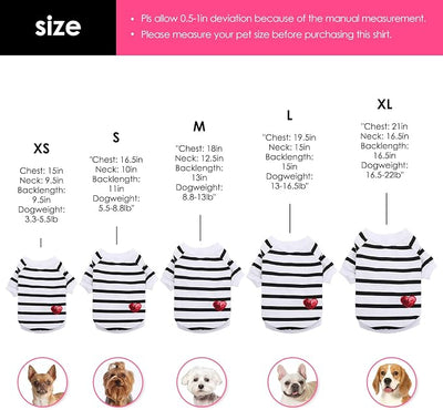 Dog Shirts for Small Dogs, Striped T-Shirts Dog Vest Pet Apparel Tee Shirts Spring Summer Suitable for Small and Medium Large Pets French Bulldog Bichon, Purple XS