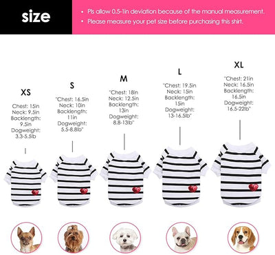 Dog Striped T-Shirts for Small Dogs Cats, Dog Vest Pet Apparel Tee Shirts Spring Summer Suitable for Small and Medium Large Pets French Bulldog Bichon, Rose XS