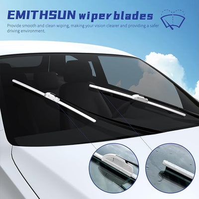 OEM QUALITY 22" + 22" Premium All-Seasons Durable Stable And Quiet White Windshield Wiper Blades (Set of 2)