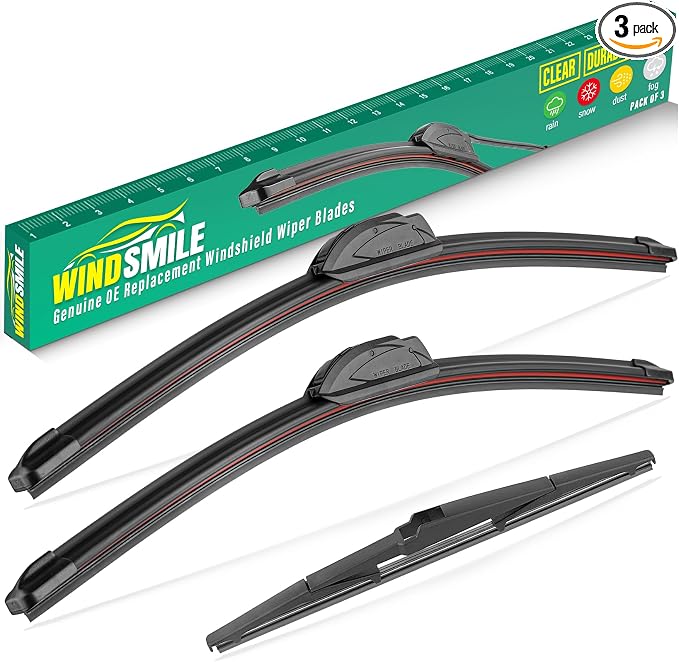 24" 19" 14" Windshield Wiper Blades Replacement for 2010 2011 2012 2013 Mazda 3 Hatchback Mazda3 Sport Premium All Weather Front Rear Wipers Set for My Car - OEM Quality (Pack of 3)