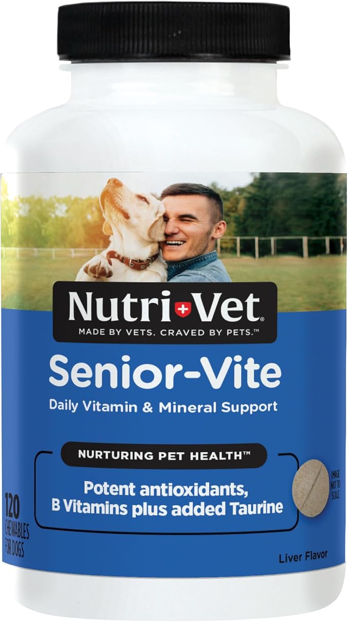 Senior-Vite Multivitamin, Dog Supplements, Immune Support, Pet Supplies, Vitamins for Dogs, Senior Essentials, Made in USA, Multivitamin for Pets, 120 Count