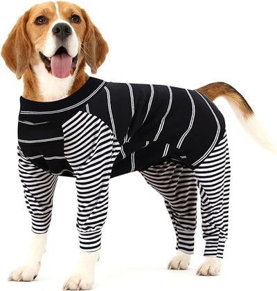 Dog Recovery Suit Abdominal Wound After Surgery Wear Prevent Licking Wounds E-Collar & Cone Alternatives Postoperative Shirt Dog Pajamas Long Sleeve Prevent Shedding (XXX-Large(Pack of 1), Black)