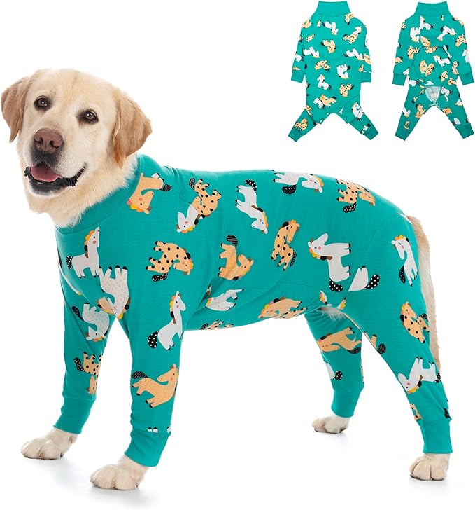 Dog Recovery Suit After Surgery Female Male, Medium Large Dog Neuter Shirt Cone Alternatives Prevent Licking Surgical Onesies (Green Pony, 3XL)