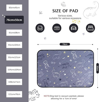 IEUUMLER Washable Pee Pads for Dogs, 2 Pack Non-Slip & Waterproof Pack Whelping Pad, Reusable Washable Puppy Potty Training Pad with Fast Absorbent for Playpen EU007 (Gray Dinosaur, 30"X20"-2pcs)