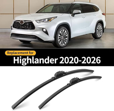Front and Rear Windshield Wipers for Toyota Highlander 2020-2026 | Quiet and Streak-Free Front and Back Wiper Blades Assembly All-Season OEM Automotive Replacement Accessories