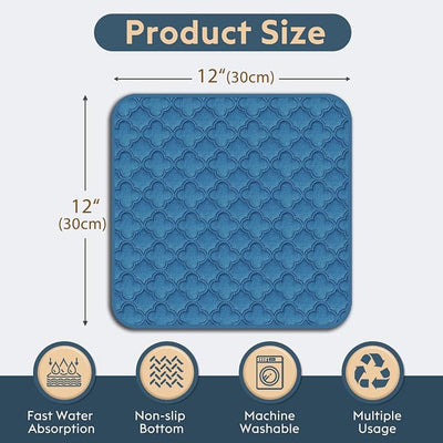 FunFurry Washable Guinea Pig Cage Liner - 4 Pack Reusable Washable Pee Pads，Waterproof Guinea Pig Bedding for Small Animal - Rabbit Bunny Hamster Puppy (Blue, 12" X 12" - 4 Pack)