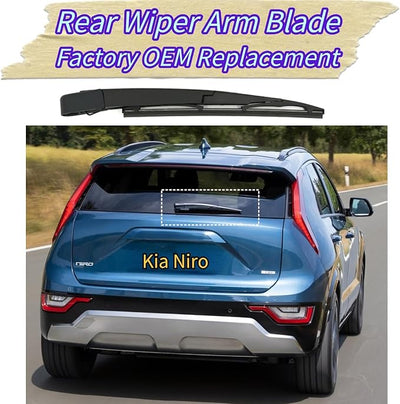 Rear Wiper Blade & Arm Replacement for Kia Niro & Niro EV 2023-2025 Fit for Hybrid EX Touring SX LX Wave Wind Models - All-Weather All Season Rear Back Windshield Wiper Blade Set for 2025 2024 2023