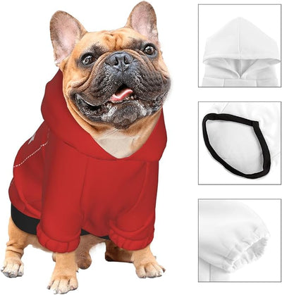 Dog Costume, Custom Dog Hoodie, Dog Name Costume Holiday Pet Pajamas Outfit, Personalized Pet Coat Costumes for Small Medium Large Dogs and Cats for Winter, Red, XS