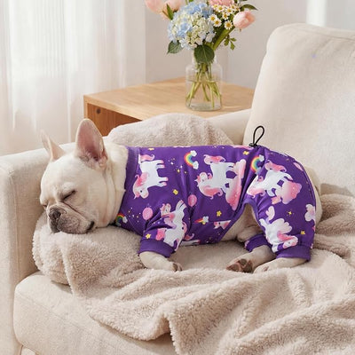 XPUDAC 4 Pack Dog Pajamas for Small Dogs, Cute Puppy Clothes with Drawstring Adjustable, Stretchy Soft Dogs Pjs Onesie Shed Defender Doggie Suit Pet Clothes Girl Outfit, M