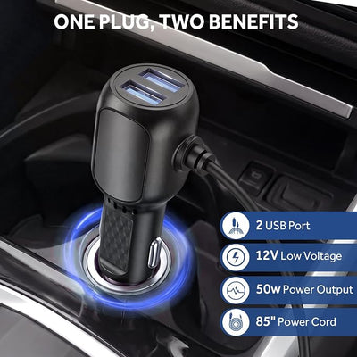 Sealy 12-Volt Heated Car Blanket with 2 USB Output Ports, 3 Heating Levels & 4 Hours Auto Off, Electric Blanket for Car, Truck, SUV, RV or Camping, Machine Washable, 59" X 43", Charcoal