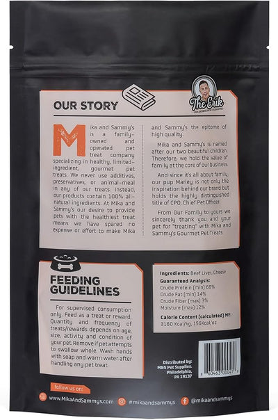 Mika & Sammy's Gourmet Beef Liver Jerky Dog Treats Made in the USA. (Beef Cheese 5 oz)