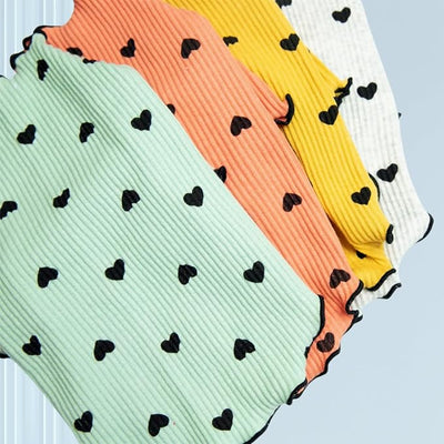 Pet Clothes for Small Dogs Cat Summer Fall Heart Print Shirt Stretchable Ruffle Long Sleeve Outfits for Chihuahua Schnauzer Shih Tzu Yorkie (Green, Medium)
