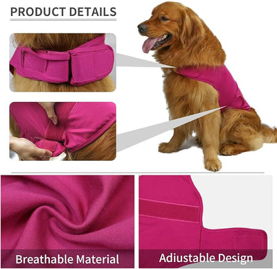 Comfort Dog Anxiety Relief Coat, Dog Anxiety Calming Vest Wrap for Thunderstorm,Travel,4th of July Fireworks,Vet Visits,Separation Anxiety Relief for Dogs (L,Rose)