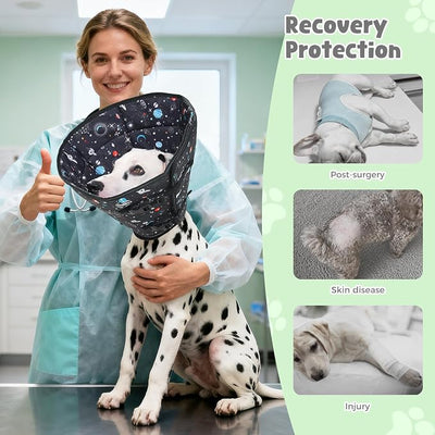 Avont Dog Cone Alternative, Adjustable Soft Comfy Foldable E Cones for Medium Large Dogs After Surgery, Escape-Proof Elizabethan Collar for Surgical Wound Recovery Stop Licking -Star(S)