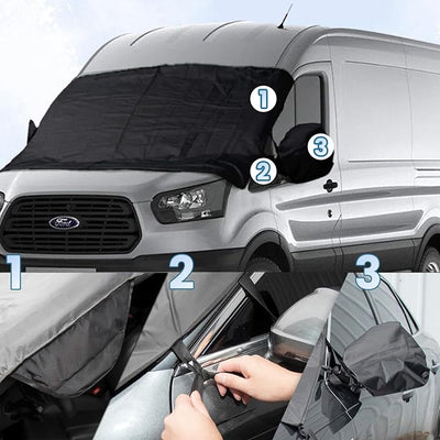 Windshield Cover for Ice and Snow for 2015-2025 2026 Ford Transit Accessories Wagon XL Cargo Vehicle,Connect Van Custom Fit Transit Oxford Fabric Windshield Frost Cover, All Weather Hail Protector