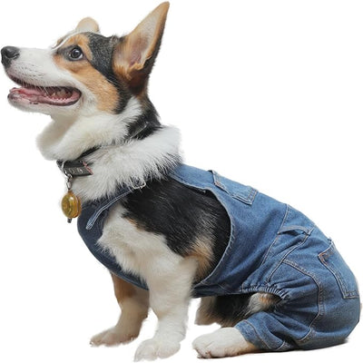 Dog Denim Jumpsuit Overalls, Dog Jeans Overalls Clothes, Puppy Costumes for Small Medium Dogs Cat (XX-Large)