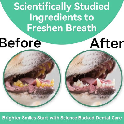Dog Teeth Cleaning Powder,Brush Free Natural Pet Dental Powder,Bad Breath & Tartar &Plaque Off Remover with Probiotics,Vet Formulated Gentle Breath Freshener for Puppy,Adult,Senior Advanced Dog