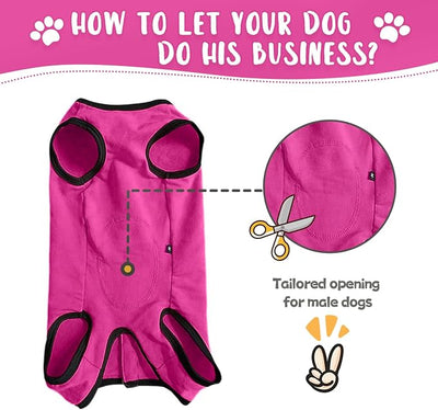 Dog's Recovery Suit Post Surgery Shirt for Puppy, Small Dog Surgical Recovery Suit for Female Male Dogs, Dog Onesie Protect Surgical Wound(Rose red-s)