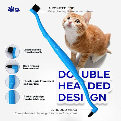 Pet Dental Care Set, Dual-Sided Toothbrush and Finger Brush, for Dogs and Cats (Black, Small Cone)