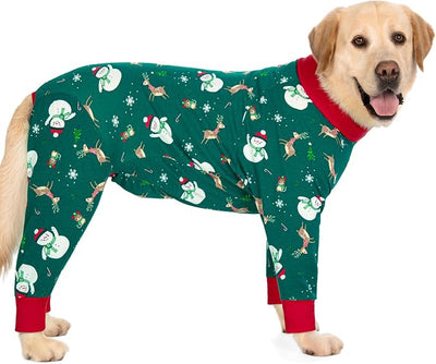 kzrfojy Dog Christmas Pajamas Dog Recovery Suit for Dogs After Surgery Female Male Medium Large Neuter Spay Onesie Prevent Licking Surgical Wound Cone Alternative (Green, 2X-Large (Pack of 1))