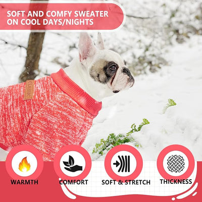 2 Pieces Dog Sweaters for Small Dogs Fall Puppy Clothes Female Winter Fleece Pet Small Dog Sweater for Boy Girl Dogs Yorkie, Chihuahua, Bulldog, Dachshund, Pug,Large