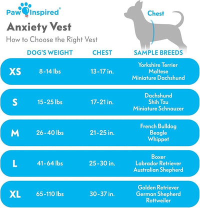 Paw Inspired Dog Anxiety Vest, Calming Thunder Jacket for Dogs, Soothing Compression Vest for Thunderstorms, Fireworks, Travel, Separation Anxiety (Large)