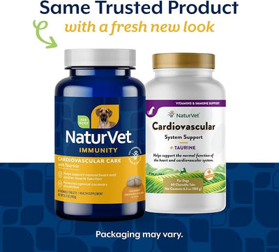NaturVet Cardiovascular Support Dog Supplement Plus Taurine – Helps Support Dog Heart and Cardiovascular Systems – Includes Antioxidants, Magnesium, Hawthorn, L-Carnitine – 60 Ct.