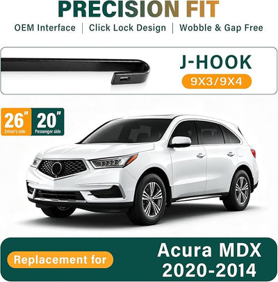Windshield Wiper Blades Replacement for Acura MDX 2014 2015 2016 2017 2018 2019 2020,Original Equipment Replacement Front Rear Wiper Blade Set - 26" 20" 14" (Set of 3)