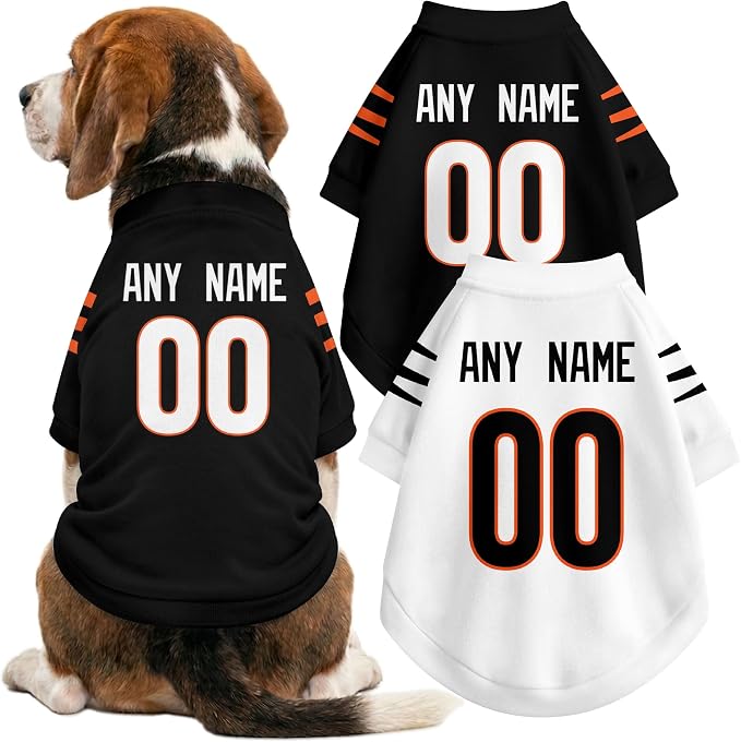 Cincinnati Dog Clothes Jersey Style Personalized Pet T Shirt with Custom Name Number for Small Medium Large Dogs