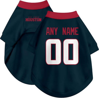 Houston Dog Clothes Jersey Style Personalized Pet T Shirt with Custom Name Number for Small Medium Large Dogs