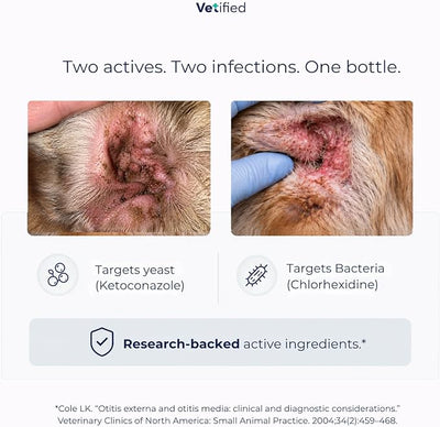Ear Infection Treatment XL+ Dogs & Cats Ear Cleaner - 2 in 1 Dual Action Help with Yeast, Odor, Earwax & Buildup - 12 fl oz - NDC: 86247-004-12
