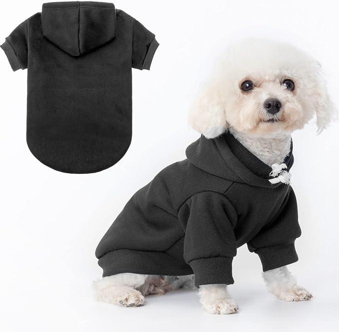 BINGPET Dog Hoodie, Fleece Lined Fall Cold Winter Soft Warm Puppy Sweatshirt with Leash Hole, Dog Sweaters Outfit,Pullover Puppy Hoodie for Small Medium Large Dogs Cats