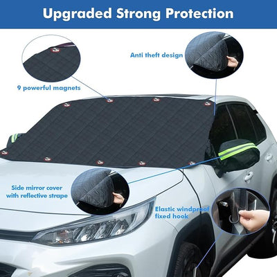 Windshield Cover for Ice and Snow for Ford Escape 2000-2019 2020 2021 2022 2023 2023 2024 2025, Car Magnetic Anti-Snow Cover Frost with Side Mirror Covers Accessories,Black