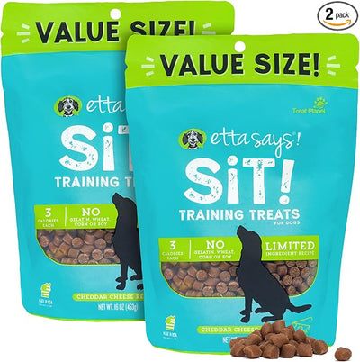 etta says! Sit Training Treats - All Natural Cheese Soft Treats for Dogs - Made in The USA - 2 Pack