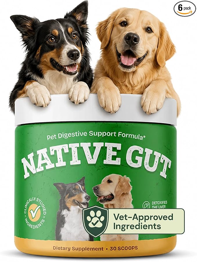 Natural Probiotic Supplement for Pets, Supports Digestive Health & Gut Microbiome, 8 Probiotic Strains, Powder Form, 30 Scoops (6 Bottles)