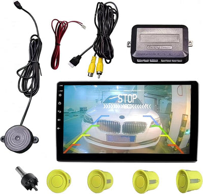 LCD Parking Sensor Kit - Displays Data on Original Screen, Easy Rear Installation, Compatible with CVBS Cameras (Not for AHD), 18 Probe Colors to Match Any Vehicle（Blue）