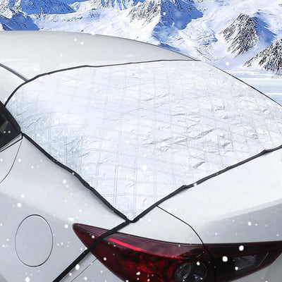 2-Piece Car Windshield Cover Set - All-Weather Front & Rear Protection with Magnetic Edges and Side Mirror Covers for Cars, Trucks, SUVs - Fits Most Vehicles (Regular,Silver)