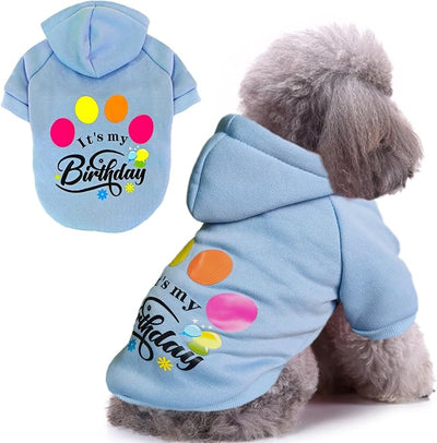 Jecikelon Print Dog Hoodies for Small Dogs, Soft Fleece Puppy Clothes for Pet Cat, Warm Winter Outfits Cold Weather Coats, Cute Sweatshirt Puppies Costume (Light Blue, Small)