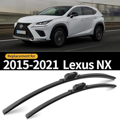 Front and Rear Windshield Wipers for Lexus NX 2015-2021 for Car Window | Streak-Free Front and Back Wiper Blades for NX200t 250 300 300h 450 450h OEM Automotive Replacement Accessories