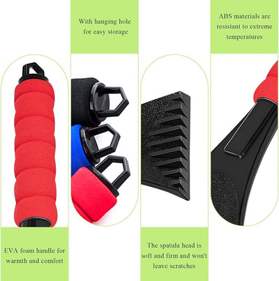 Ice Scraper for Car Windshield, Scratch-Free Auto Window Snow Scraper with Foam Grip, Efficient Ice Shovel Windshield Frost Cleaning Tool for Sedan Truck SUV, Car Accessories (Red)
