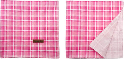 Lionheart Pink Plaid Dog Bandana - Washable Soft Dog Scarf, Square, Adjustable Bandana for Small Dogs