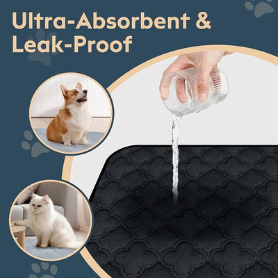 FunFurry Washable Guinea Pig Cage Liner - 2 Pack Reusable Washable Pee Pads，Waterproof Guinea Pig Bedding for Small Animal - Rabbit Bunny Hamster Puppy (Dark Grey, 24" X 47" - 2 Pack)