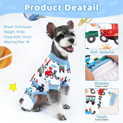 XPUDAC 4 Pieces Dog Pajamas Soft Puppy Pjs Stretchable Boy Doggie Clothes for Small Medium Dogs Cat Pet Outfits, 154-XXS