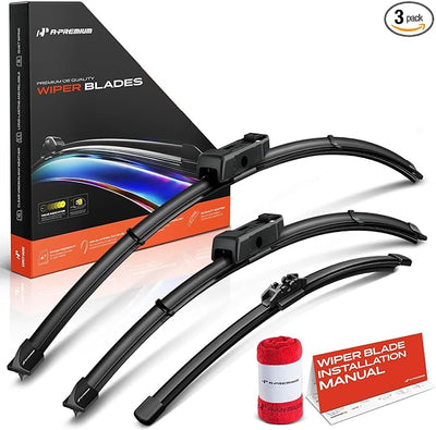 A-Premium 26"+21"+10" Windshield Wiper Blades Compatible with Land Rover Range Rover Evoque 2020 2021 2022 2023 2024 - Front Rear Wipers Blade for TLPN/FR_DH, with Wear Indicator & Towel (Pack of 3)