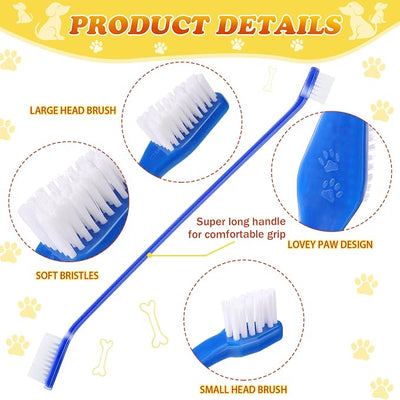 Nuenen 150 Count Dog Toothbrush Dual Headed Dental Brushes Puppy Tooth Brushing Kit Long Handle Toothbrush for Large and Small Dogs Cats Most Pets Teeth Cleaning Oral Care Supplies (Vibrant Color)