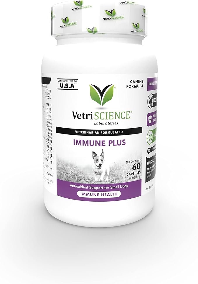 VetriScience Immunity Health Easy-Open Capsules, Immune Plus Supplement for Medium and Large Breed Dogs, Cell Advance Immune and Allergy Support with Antioxidants, Hypoallergenic Formula, 60 Count