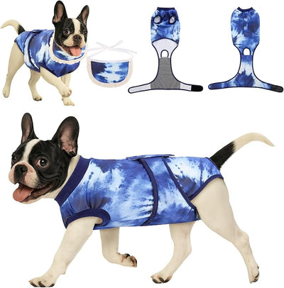 Soft Recovery Suit for Female/Male Dog Cat After Spay/Neuter Surgery, Bandana Set Included, E-Collar Cone Alternative Anti Licking Abdominal Wounds, Small Dogs Full Body Onesie, Pet Onesies Bodysuit